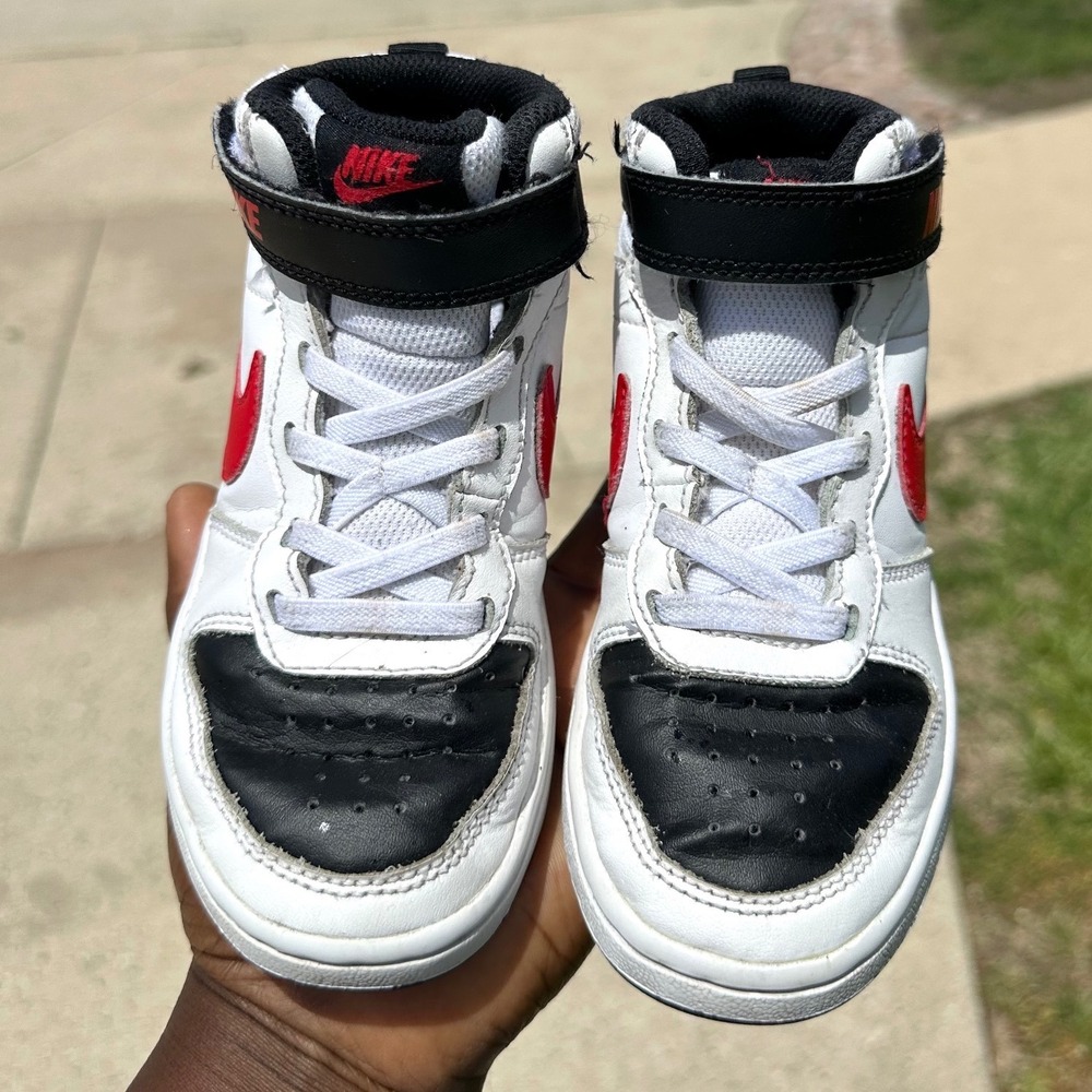 Nike Court Borough Mid 2 High Top Athletic Shoes Toddler Size 11 White Red Black - Picture 6 of 14